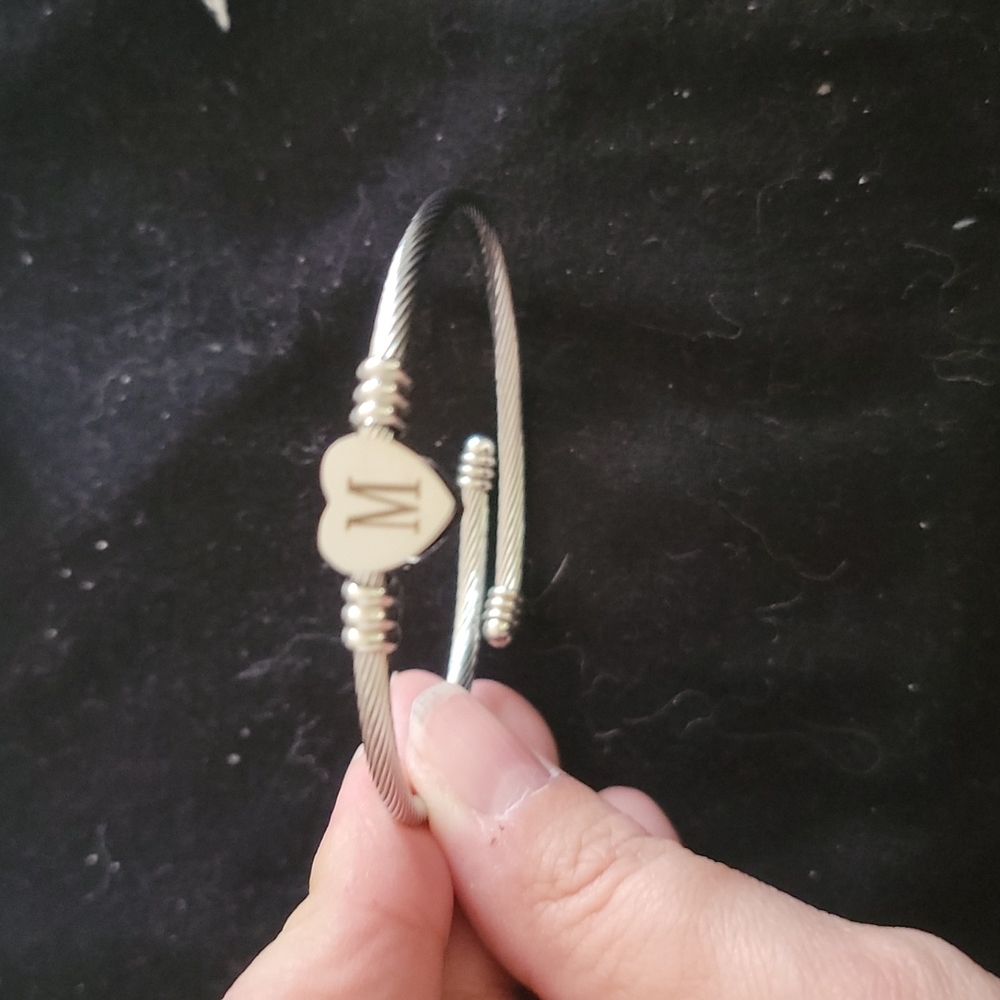 Sterling Silver Initial Bracelet "M" - image 1